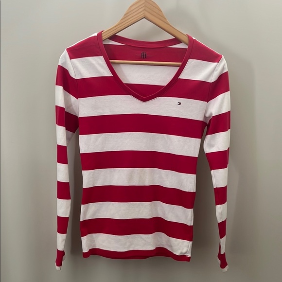 Tommy Hilfiger Tops - Tommy Hilfiger Women's Red and White Striped Top
